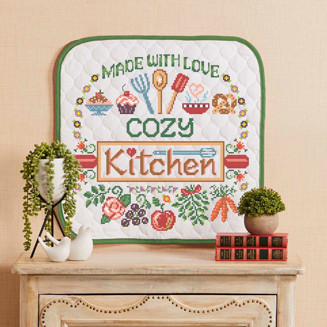 Herrschners Cozy Kitchen Wall Hanging Stamped Cross-Stitch Kit